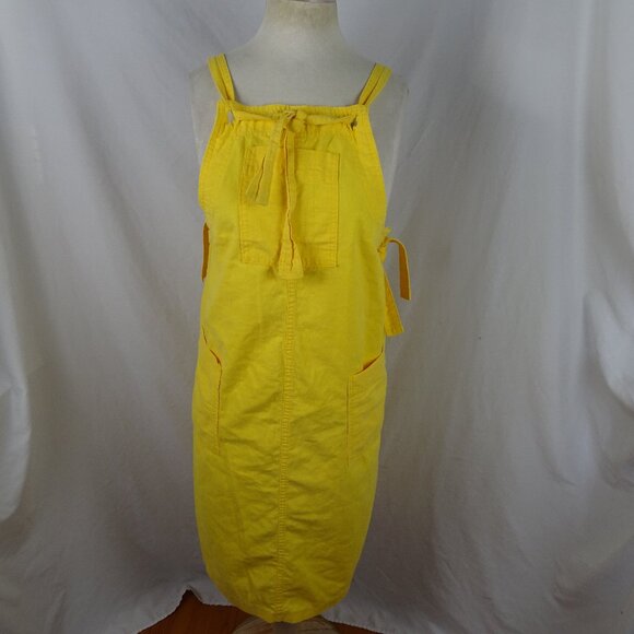 Mushroom Yellow Overall Dress with Pockets Size 15/16 - Picture 1 of 10